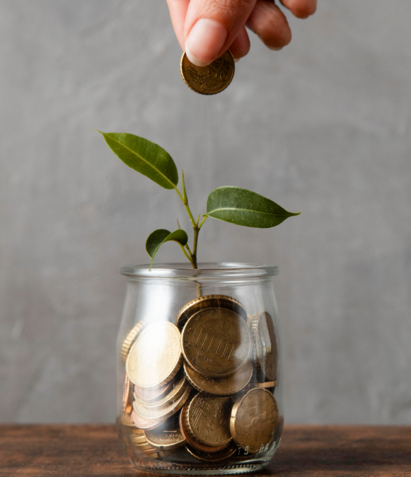 Coins in jar